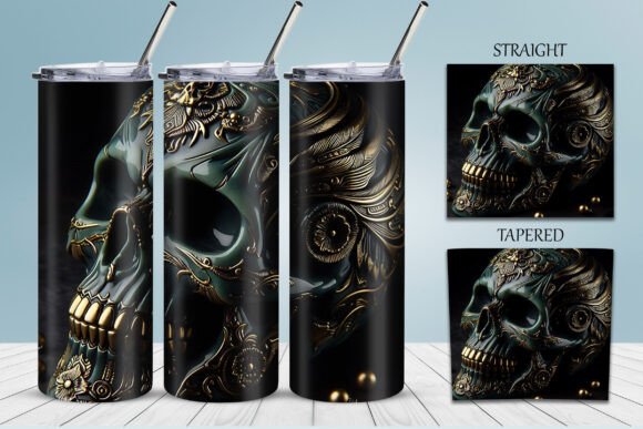 3D Black Golden Skull Tumbler Design PNG: A Practical Asset Review