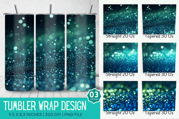 3D Blue Green Glitter Tumbler Design Guide
