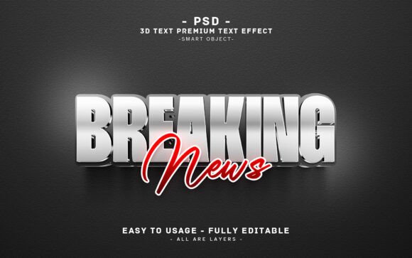 3D Breaking News Text Effect Design