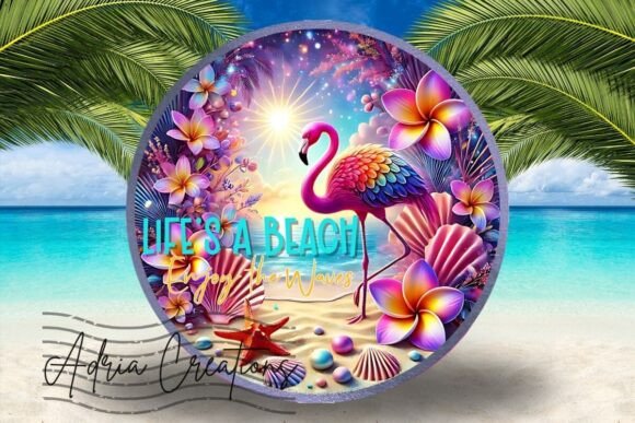 3D Flamingo Welcome Wreath Sign Design