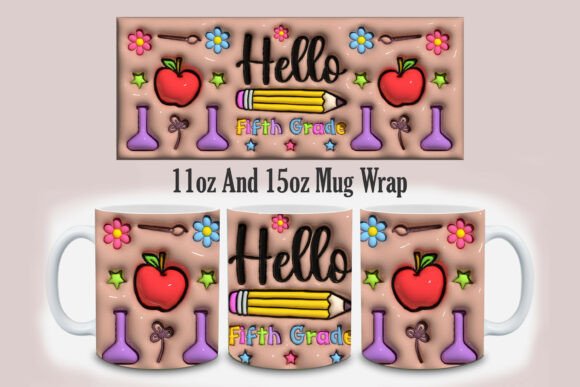 3D Hello Fifth Grade Mug Design PNG Evaluation