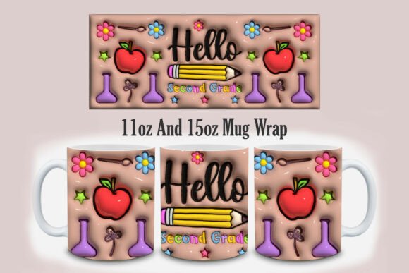 3D Hello Second Grade Mug Design PNG: A Creative Tool for Back-to-School Celebrations