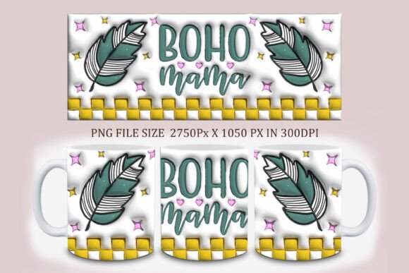 3D Inflated Boho Mama Mug Design PNG: A Practical Asset Review