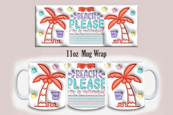 3D Inflated Boho Summer Mug Design PNG