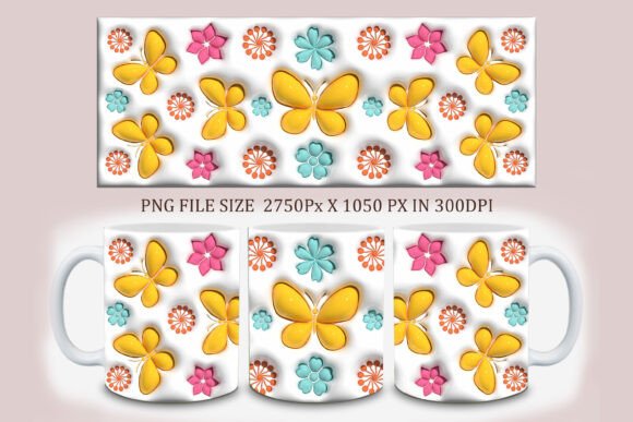 3D Inflated Butterfly Flowers Mug Design: A Strategic Asset for Creative Enterprises