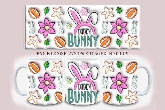 3D Inflated Daddy Bunny Mug Design