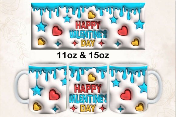 3d Inflated Happy Valentine’s Day Mug Design