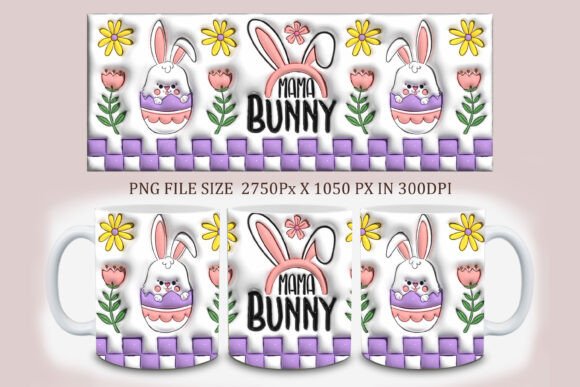 3D Inflated Mama Bunny Mug Design