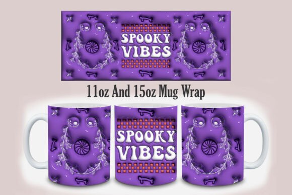 3d Inflated Spooky Vibes Mug Design