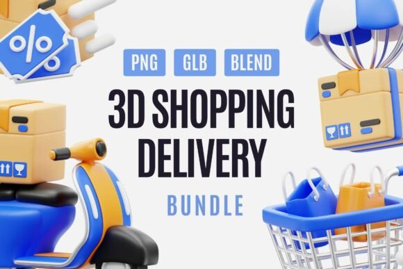 3D Shopping Delivery Bundle: Elevate Your Visuals with Depth and Style