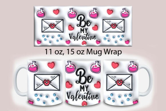 3D Valentines Day Sublimation Mug Design