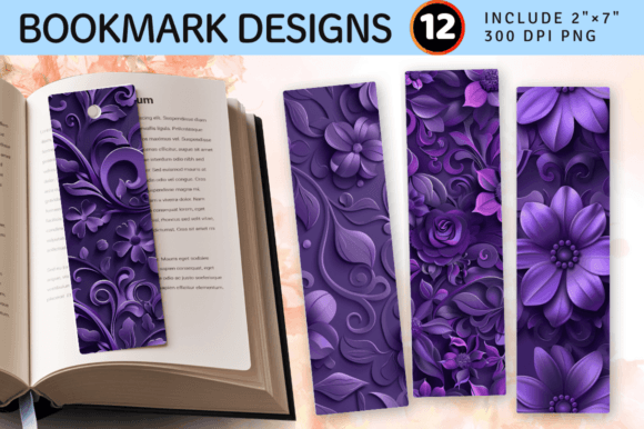 3D Violet Floral PNG Bookmark Design: A Strategic Asset for Creative Professionals