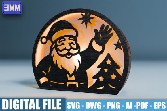3D Waving Santa Lantern Laser Cut File: A Strategic Asset for Seasonal Creativity