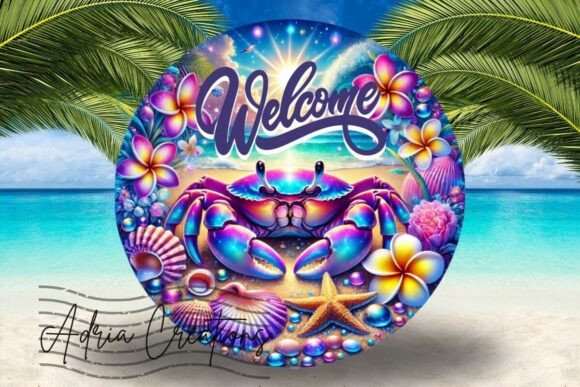Elevating Coastal Decor with the 3D Crab Round Welcome Sign Design