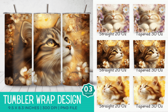 Elevating Drinkware Aesthetics: The Rise of the 3D Cat and Flowers Tumbler Design
