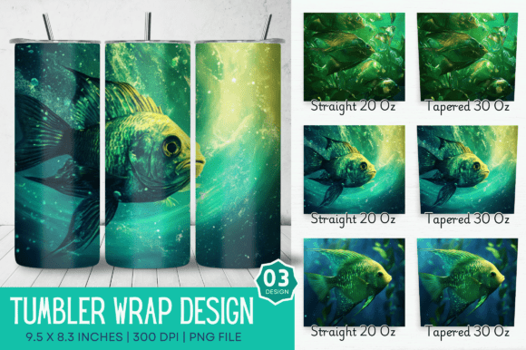 Elevating Drinkware Aesthetics with the Free 3D Ocean Fish Green Tumbler Design