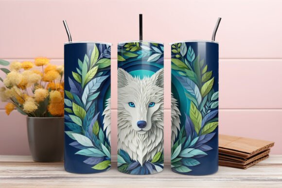 Elevating Sublimation Projects with the 3D White Wolf Tumbler PNG Design