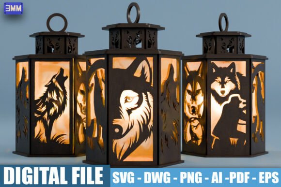 Evaluating the 3D Wolf Wildlife Lantern SVG DXF for Laser Cutting Projects