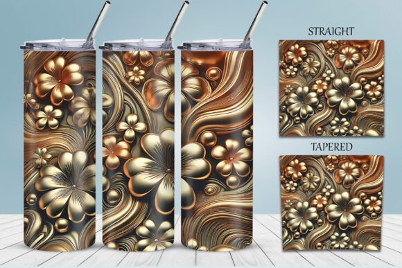 Transforming Drinkware with the 3D Floral Goldish Tumbler Wrap Design