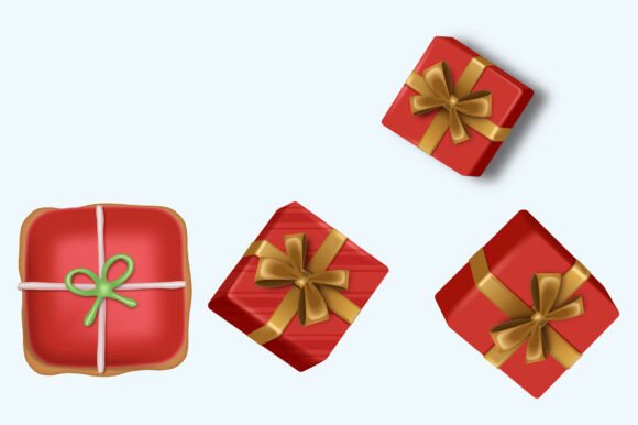 Vector 3D Christmas Red Gift Box Design